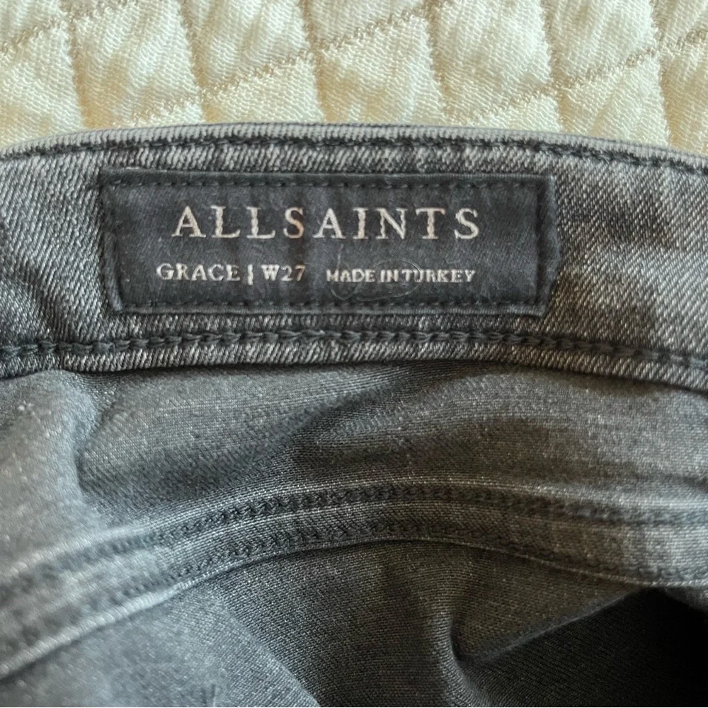 AllSaints Grace Skinny Jeans Size 27 Black Wash High Rise Zip Ankle - Picture 11 of 12